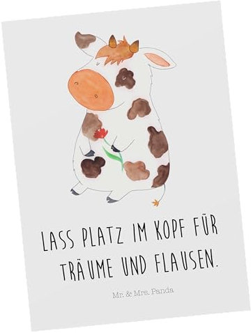 Mr. & Mrs. Panda Postkarte Kuh - Geschenk, Einladung Geburtstag, Einladung, Motivtion, Landwirtin, Hof, Bauernhof, Hoftiere, Landwirt,