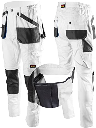 Brixton Malerhose 2in1 Arbeitshose Arbeitsshorts Gartenhose Montagehose Sicherheitshose Shorts Hose weiß (58)