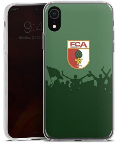 Slim Case kompatibel mit Apple iPhone Xr Silikon Handyhülle transparent Hülle extra dünn FC Augsburg FCA Fanartikel