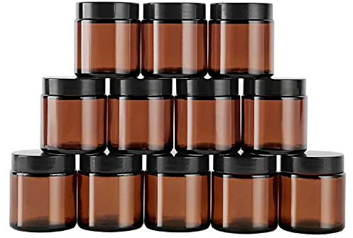 Amber Glas Lot de 12 pots vides en verre transparent pour lotion, crème, mini bougies, cosmétiques, marron, 100 ml