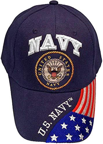 United States Navy 3D Embroidered Baseball Cap Hat USA Flag, Military Apparel, Navy, One size