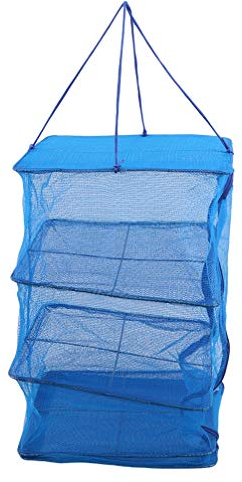 LoveAloe Nylon Netting Collapsible Mesh Hanging Drying Dry Rack Net Food Dehydrator Storage Bag,Blue
