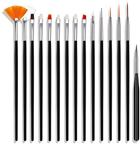 Hanyousheng 15PCS Nail Art Design Pinceaux,Ensemble de Pinceaux à Ongles Nail Art Pinceaux de Vernis à Ongles en Acrylique Pour Décoration D’ongles et Usage Professionnel (Noir)