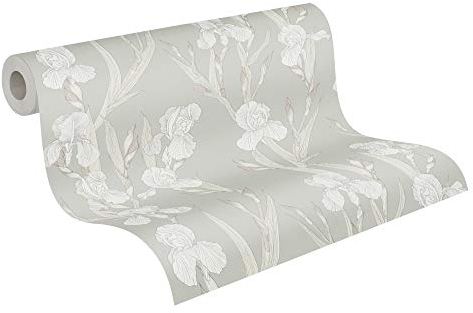 Daniel Hechter Vliestapete Blumentapete floral 10,05 m x 0,53 m grau weiß 375264 37526-4, grau, weiß