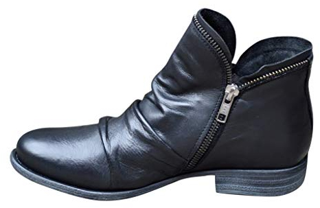 Stivali Donna Moda Casual Retro Tinta Unita Scarpe Corte con Cerniera alla Caviglia (42,Nero)