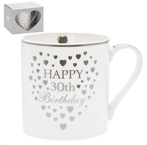 The Leonardo Collection LP34047 Ceramic 30th Birthday Mug | Gold Hearts | 1 Piece-8x8x9 cm Accessory, White