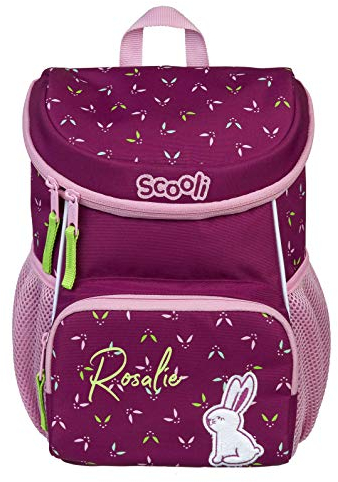 Mini-Me Kindergartenrucksack 3-6 Jahre mit Namen bedruckt | Motiv Hase pink Tiere für Jungen & Mädchen | kleiner Rucksack mit Brustgurt gepolstert (Rosi Rabbit)