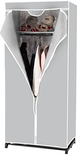 RELAX4LIFE Armario de Tela no Tejida con Estructura Metálica, Armario Ropero con Cremallera, Estante y Barra, Armario Plegable para Dormitorio, Guardarropa y Vestidor, 75x50x170cm (Gris)