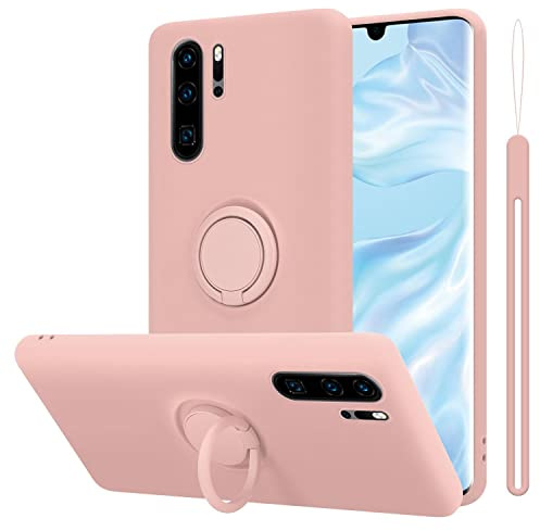 Cadorabo Hülle kompatibel mit Huawei P30 PRO Schutzhülle TPU Silikon Case Liquid Design mit Ring Slim Kratzfest Liquidsilikon Microfaser mit Rundumschutz Case Hülle für Huawei P30 PRO in Rosa