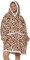 Coperta oversize con cappuccio – Coperta in pile Sherpa indossabile unisex, taglia da adulto, modello felpa gigante soffice e confortevole con cappuccio, Leopard,