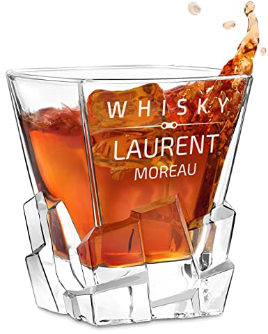 Maverton Verre à Whisky avec Gravure - Cadeau Homme - Cadeau personnalisé pour homme - Verre a Whisky Élégant pour Lui - au Design Unique - Connaisseur
