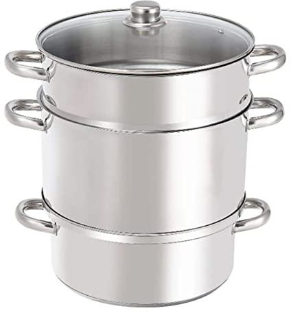 11-Quart Juice Steamer Fruit Vegetables Juicer Steamers with Lid, Hose, Clamp, Loop Handles, 304 Stainless Steel Multipot Kitchen Cookware for Making Juices, Jelly, Sauces