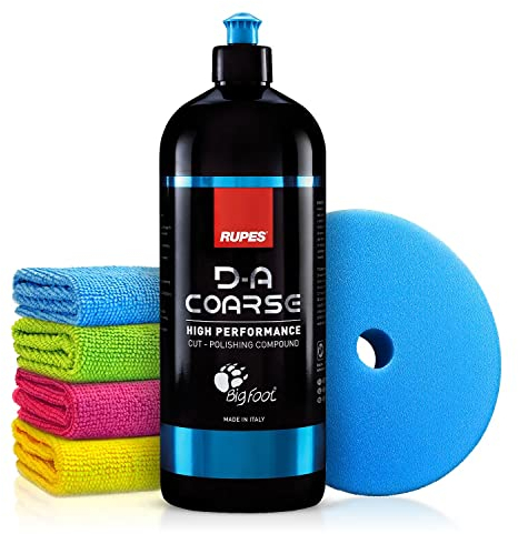 Rupes D-A Coarse Schleifpaste (1L) Autopolitur Set - Schleifpolitur für starke Defektkorrekturen am Autolack - Für Exzenter oder Rotation - Auto polieren, Politur, Heavy Cut | 6-teilig