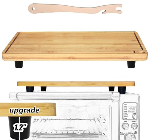 Bamboo Wood Cutting Boards for Mini Smart Toaster Oven Air, Compatible with Breville 860 BSS/845BSS Countertop Oven, 1.2inch Heat Resistant Silicone Feet, Creates Storage Space