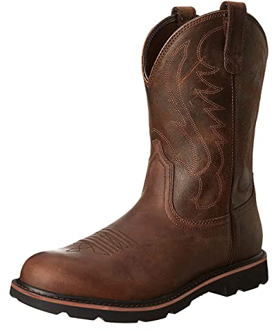 Stivali da Cowboy Occidentali per Uomo Ricamo Scarpe Motivo a Tacco Alto Indossabili Stivali a metà Polpaccio Vintage,Marrone,43 EU