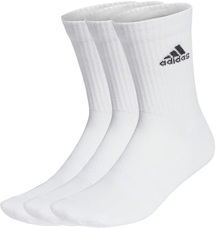 adidas Unisex Kinder Cushioned Crew Socks 3 Pairs, White / Black, 2-3 Years