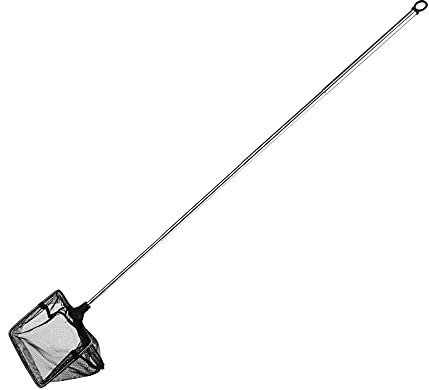 Fish Net for Fish Tank, Small Fine Mesh Aqurium Net with 6-18 Inch Stainless Steel Long Handle Extendable Fishing Tank Net for Fish Shrimp Tank Pond Creek Black