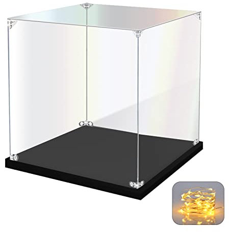 KOLIPI Vitrine en acrylique transparent à assembler pour objets de collection Lego - Vitrine en verre alternative pour mettre en valeur des figurines, poupées, jouets, rangement à domicile (20 x 20 x
