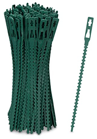 Relaxdays Plant Ties, Set of 200, 14cm, Adjustable Flower Holders, Reusable, Fixing Flowers, for Gardening & Home, Green