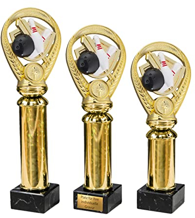 eberin · Bowling Pokal · Bowling · Bowler/Bowlingspieler Preis · Bowlingkugel · Bowlingkegel · Bowling PIN · Goldsäule/Marmor schwarz · Auszeichnung · Pokal · 3 Größen · mit oder ohne Gravur ·