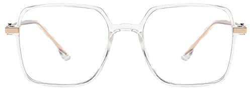 KAEOISFU Übergroße Transparentem Lesebrille 1,5 für Herren Damen, Großer Blaulicht Blockierende Computerleser, Gross Quadratische Leser Brille