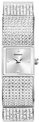 Sekonda Crystal Ladies 17mm Quartz Watch in Silver with Analogue Display, and Silver Alloy Strap 40602