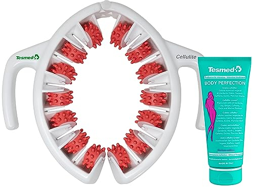 Tesmed Cellulite Farbe Rosa + Creme TESMED Body Perfection: Massagegerät Made in Italy Anti-Cellulite mit dreifacher Wirkung mit Anti-Cellulite-Creme
