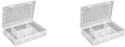 hünersdorff Sortimentskasten PP-Eco Mini mit 5 Fächern | stabile Sortierbox für Schrauben und andere Kleinteile | feste Facheinteilung | transparent (Packung mit 2)