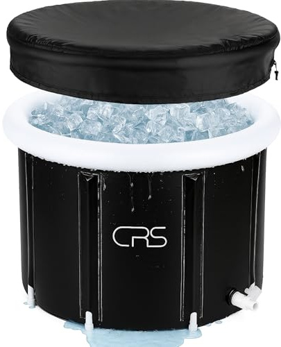 CRS faltbare Badewanne für Dusche Erwachsene/Kinder | Outdoor Eisbad | faltbare Eistonne | Eisfass für innen & außen | Eiswanne für zuhause | Für Wim-Hof Methode | Tauchbecken Sauna (Schwarz 75cmØ)