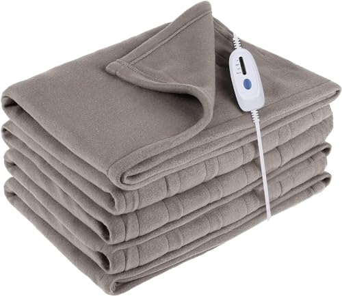 McJaw Elektrische Heizdecke 200x150cm Wärmedecke Heizdecke mit Abschaltautomatik, 4 Temperaturstufen und 8 Stunden Timer, Schnelle Erwärmung, Überhitzungsschutz, Maschinenwaschbar, Grau