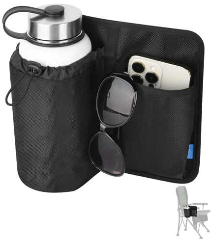 Xxerciz Stuhl-Getränkehalter mit Handyhalterung, verstellbare Nylon-Armlehne, Getränkehalter, Organizer, Universal-Wasserflaschenhalter für Terrasse, Liegestuhl, Strandstuhl, klappbarer Campingstuhl