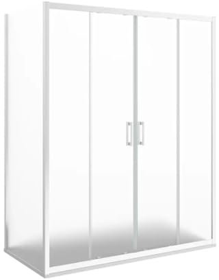 Cabine de douche 190 x 90 cm, hauteur 200 cm, 1 cristal fixe + Ap. 4 cristaux centraux, cristal satiné