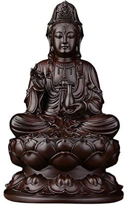 predolo Guan Yin Statue Buddha Skulptur für Schlafzimmer Meditation Ecke Dekoration, Schwarz