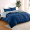 Dreamzie - Bettwäsche Set 200x200 cm mit 2 Kissenbezügen 50x70 cm Dunkelblau/Blaugrau - 1 Bettbezug 200x200 aus 100% Mikrofaser - Zertifiziert ohne Chemikalien (Oeko TEX)