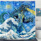 Wegklazax Dinosaurier-Duschvorhang, Monster, lustiger Duschvorhang, Van Gogh, Wellen-Duschvorhang, Badezimmer-Vorhang-Dekor-Set mit 12 Haken, Van Gogh Monster, 183 x 183 cm