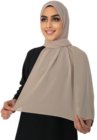 Medinah kopftuch moderne hijab kopftuch-Frauen Premium Chiffon Hijab Kopftücher, hijab aus leichtem Stoff- kopftuch damen 180X70cm groß, aus hochwertigem Stoff (Taupe #24)