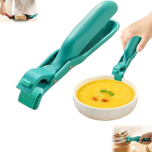 Multi-Purpose Anti-Scald Bowl Holder Clip for Kitchen, Anti-Scalding Hot Plate Tongs Bowl Clips, Silicone Non-Slip Heat Insulation Anti-Scald Clip (Green)