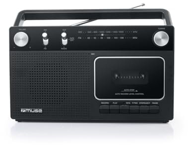 Radio K7 Muse M-152-RC - Radio analogique FM/MW - Enregistreur de Cassette Auto-Stop - Poignée de Transport - HP de 7.6 cm