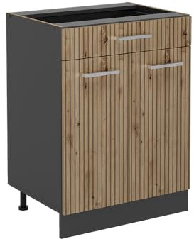 Vicco Küchenunterschrank R-Line, Artisan-Eiche/Anthrazit, 60 cm mit Schublade, ohne Arbeitsplatte