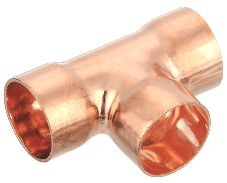 QUARKZMAN 1 Pezzo 22mm Raccordo a T in Rame Raccordo a Forma di T con Connessione a Saldare per Impianti Idraulici, 56x40mm