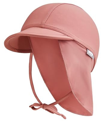Sterntaler Schirmmütze Nacken Uni - Baby- und Kinder Mütze mit Nackenschutz und Bindeband - UV-Schutz 50+ Bademütze - Kopfbedeckung Schwimmbad und Strand - Mädchen Bademode, Rosenholz, Größe 53