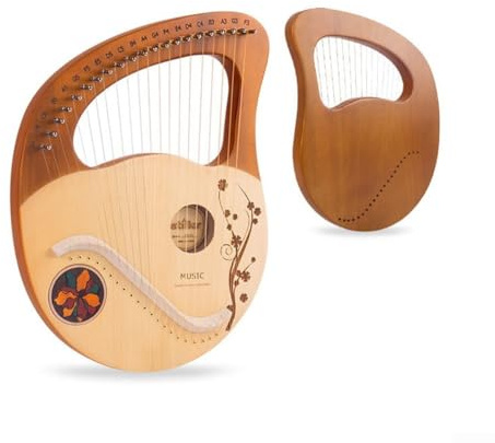Lyre Harp Set, 21 Saiten Lyre Harfe Mahagoni Musikinstrument, mit Ersatzsaiten Stimmschlüssel, geeignet für Erwachsene/Kinder/Anfänger