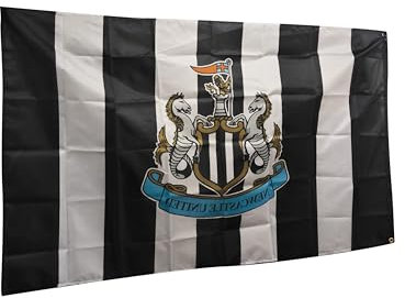 Hy-Pro Officially Licensed Newcastle United F.C. Crest Flag 5ft x 3ft – NUFC, Football Flag, Newcastle F.C., Newcastle United Merchandise, Newcastle United Gift