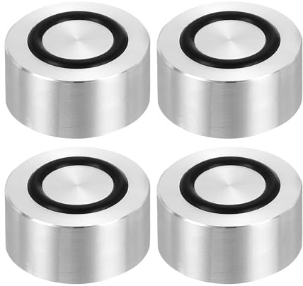 QUARKZMAN 4 Stück Glasplatten Adapter, M8 Gewinde für Tischbeine & Tischfüße, M8 x 30mm x 20mm Aluminiumkreis Scheibe mit rutschfestem Gummiring, Runde Massivtischfüße Pad Platte Hardware