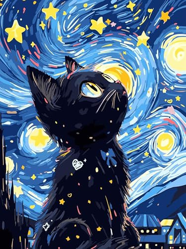 FLAJZ Diamond Painting, Katze 5D Diamant Painting Bilder, Diamond Painting Set für Erwachsene und Anfänger, DIY Mosaikherstellung Bastelset für Haus Wanddeko, 30x40cm