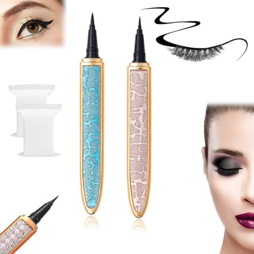 Accurateg Adhesive Eyeliner Eyelash Glue Pencil,Magic Self-Adhesive Long-Lasting Eyelash Glue Pen,Waterproof Eyeliner Pencil for Waterline, Liquid Eyeliner Pen, Eyeliner Pen (2PCS D)