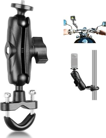 PULUZ Supporto fisso per manubrio della moto Action Camera, supporto girevole per Insta360 X4, X3, GO 3, Ace, ONE RS, staffa fissa a forma di U per GoPro Hero13, 12, 11, 10, 9, Osmo Action