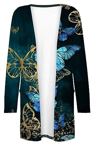 Generico Cardigan Nero Donna Lana Cardigan a Maniche Lunghe da Donna Cardigan Aperto sul Davanti Aperto con Cardigan Leggero Spolverino Casual Esterno da Donna Coprispalle Fucsia (C, S)