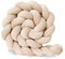 RZYW Bettschlange Geflochten, Seitenschläferkissen, Nestchenschlange, Gewebtes Wurfkisse, Knotenkissen Geflochten, Dekokissen Flauschig Zierkissen Geflochten,Beige,2m