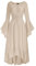 SCARLET DARKNESS Women's Vintage High-Lo Dress Bell Sleeve Flowy Beach Dresses Off Shoulder Victorian Dresses for Women UK Plus Size Beige XXL